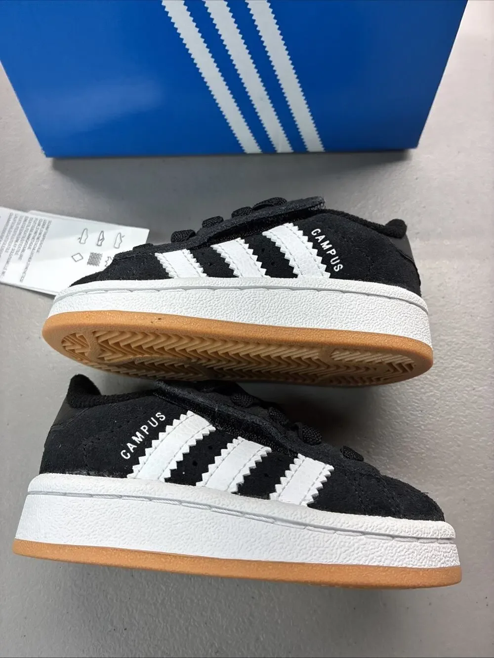 Adidas Campus 00 Elastic Core Toddler Sneakers Shoe BLACK/WHITE JI4335 SIZE 5K
